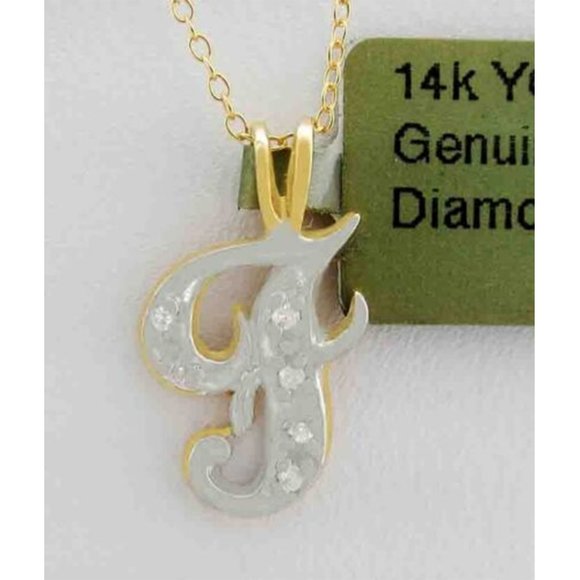 Genuine Diamonds Initial "J" Pendant 14K Yellow Gold